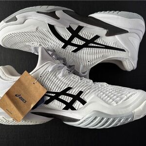 NWT ASICS Men's Court FF 3 Tennis Shoes Size 13  White Black Pickleball